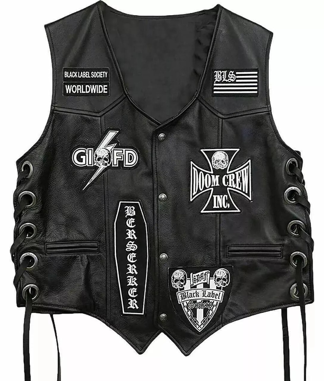 Handmade Leather Biker Vest - Zakk Wylde BLS Patches - Etsy