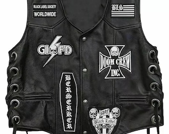 Handmade Leather Biker Vest - Zakk Wylde BLS Patches - Etsy
