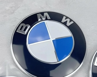 Set of 2 BMW 82mm Blue White Emblems – Front & Rear Hood Trunk Badge Replacement for 1 3 5 7 Series X1 X3 X5 Z4