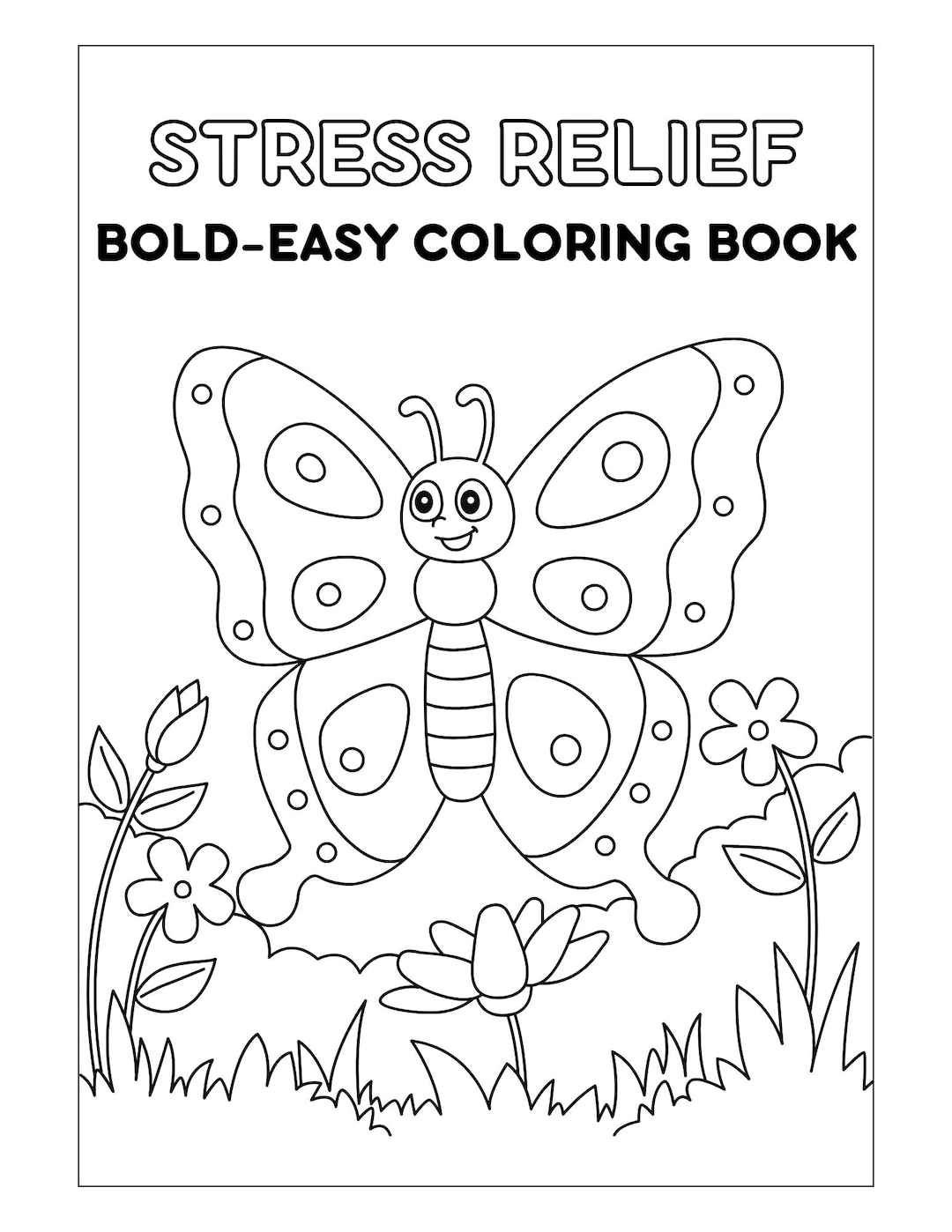 Stress Relief Bold-easy Digital Coloring Book for Children and Adults ...