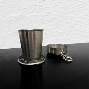 2 oz Portable Stainless Steel Collapsible Keychain Shot Glass
