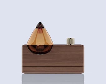 Waterless Essential Oil Diffuser, Nebulizing Diffuser with Natural Wood Base & Glass, Quiet Aromatherapy for Modern Home Office Yoga