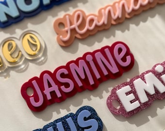 Personalised Acrylic Bag Tag- Name Keyring