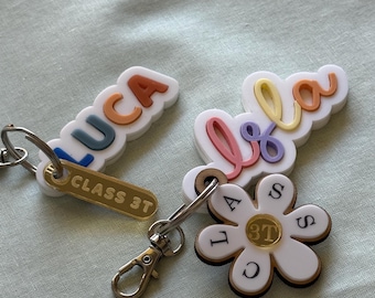 Personalised Acrylic Bag Tag | Kids School, Daycare