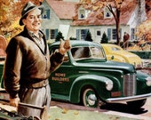 1945 International Trucks Advertisement Print Ad Poster Mechanic Shop Garage Automotive Car Nostalgic Typography Wall Art Home Decor