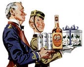 1946 PM Whiskey Liquor Ad Veedol Motor Oil Advertisements Print Ad Poster Bar Pub Tavern Restaurant Bartender Wall Cocktail Art Home Decor