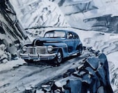 1945 Plymouth Car Advertisement Print Ad Poster Mechanic Shop Garage Automotive Automobile Mountain Cliff Wall Art Home Decor