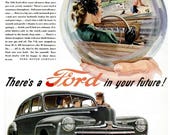 1946 Ford Car Telechron Electric Clocks Advertisement Print Ad Poster Automotive Automobile Mechanic Shop Garage Auto Wall Art Home Decor