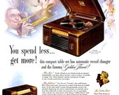1947 RCA Victor Radio Phonograph Kinsey Liquor Advertisements Ads Ad Print Poster Sign Bartender Bar Pub Tavern Wall Art Home Decor