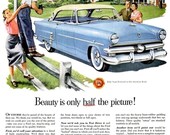 1953 Ford Car Advertisement Print Ad Poster Classic Automobile Show Mechanic Shop Garage Nostalgic Typography Wall Art Home Decor