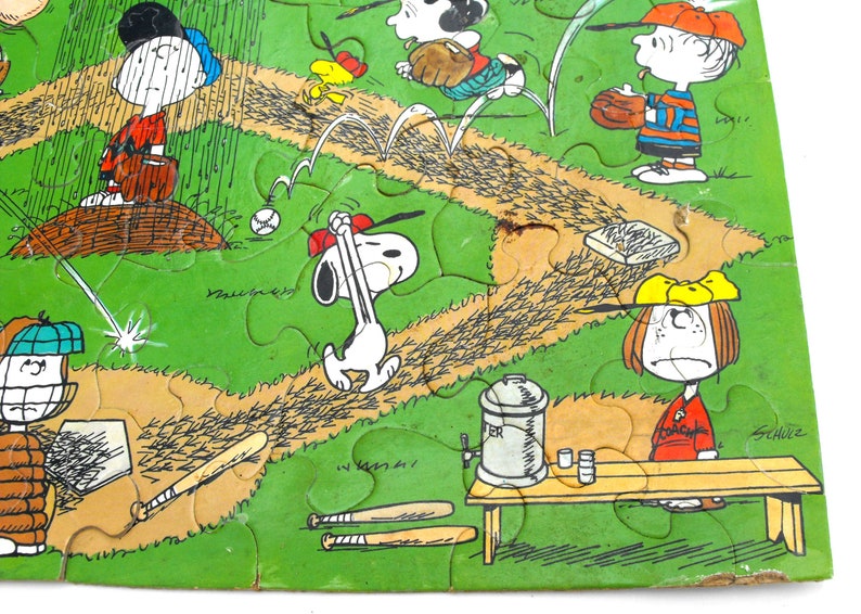 1978 Peanuts Snoopy Baseball Jigsaw Puzzle Vintage United Etsy