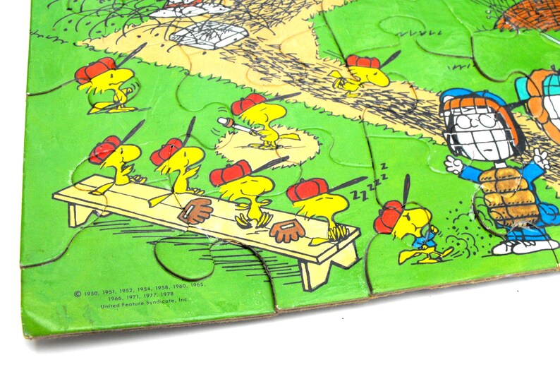 1978 Peanuts Snoopy Baseball Jigsaw Puzzle Vintage United Etsy