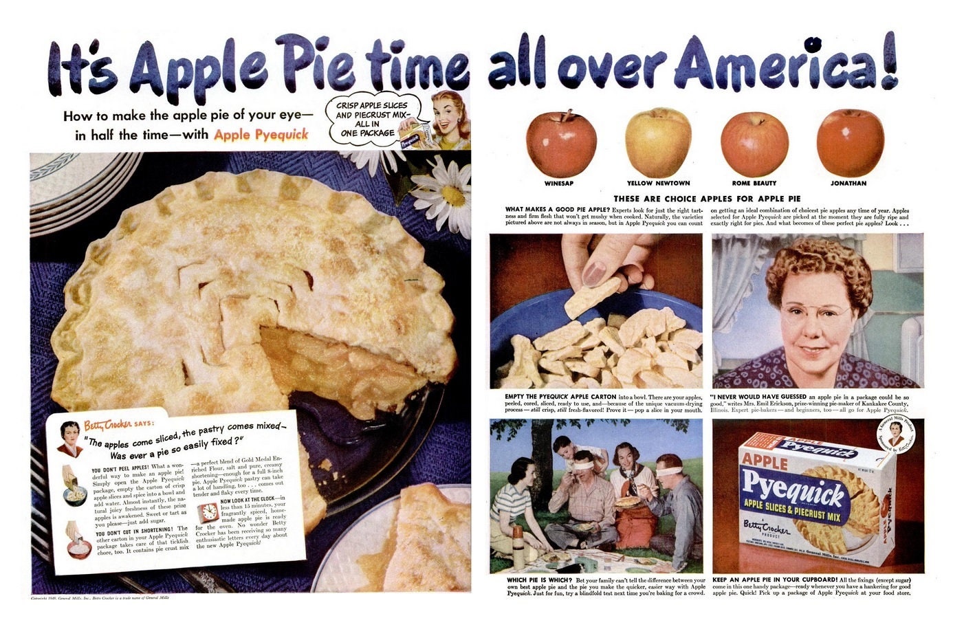 1948 Betty Crocker Pyequick Apple Pie Crust Two Page Magazine Etsy
