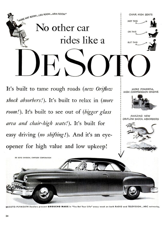 1951 De Soto Plymouth Car Advertisement Print Ad Poster Etsy