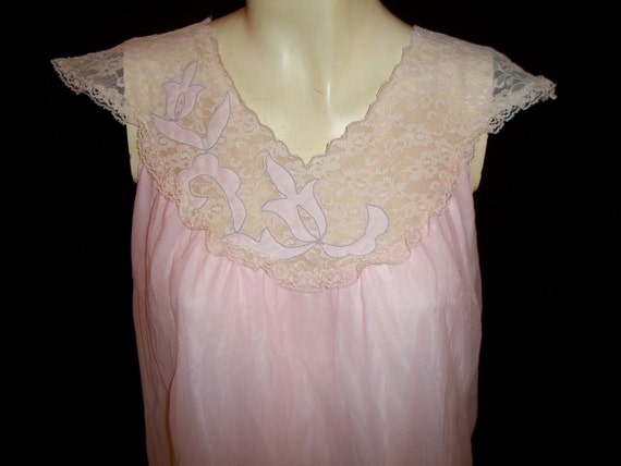 Vintage 60s Pink  Nylon Gown By Avian - image 3