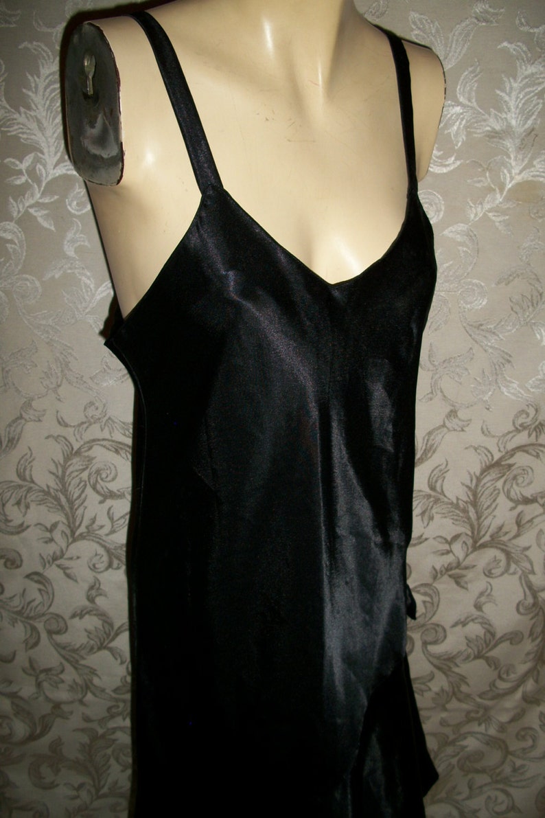 Vintage 80s Black Flapper Style Nightgown Camisole Dress Size - Etsy