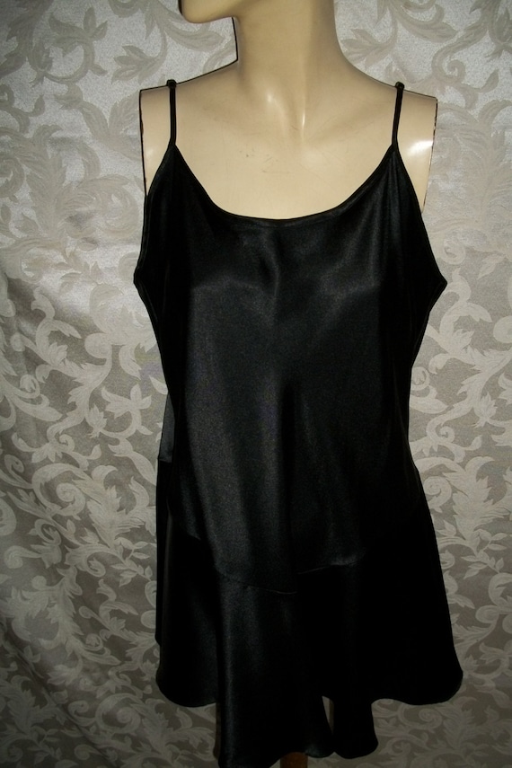 VIctorias Secret Black Satin Nightgown Camisole C… - image 1