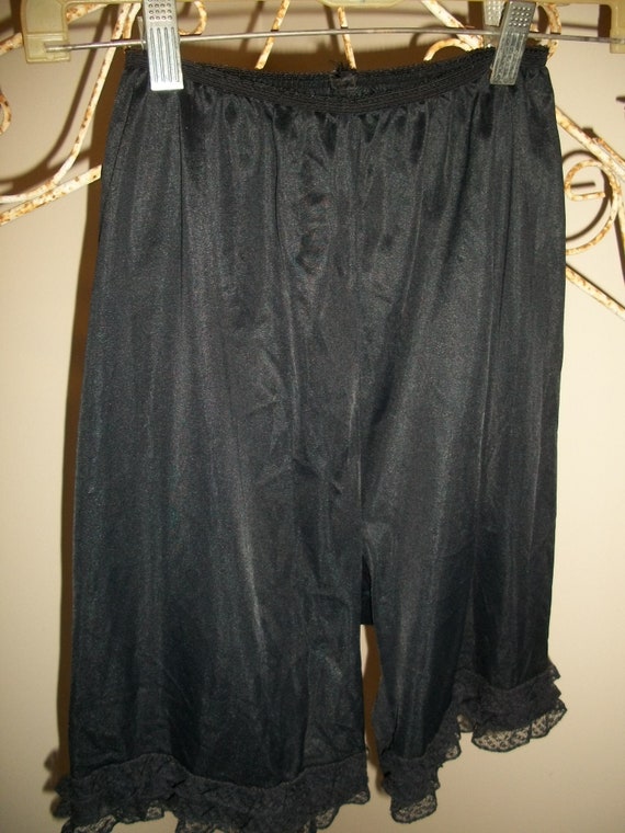 Vintage Black Nylon and Lace Tap Pants 
