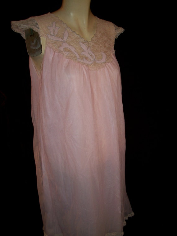 Vintage 60s Pink  Nylon Gown By Avian - image 5