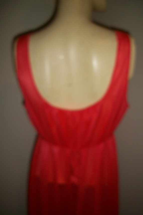 vintage vanity fair red nylon and lace long night… - image 5