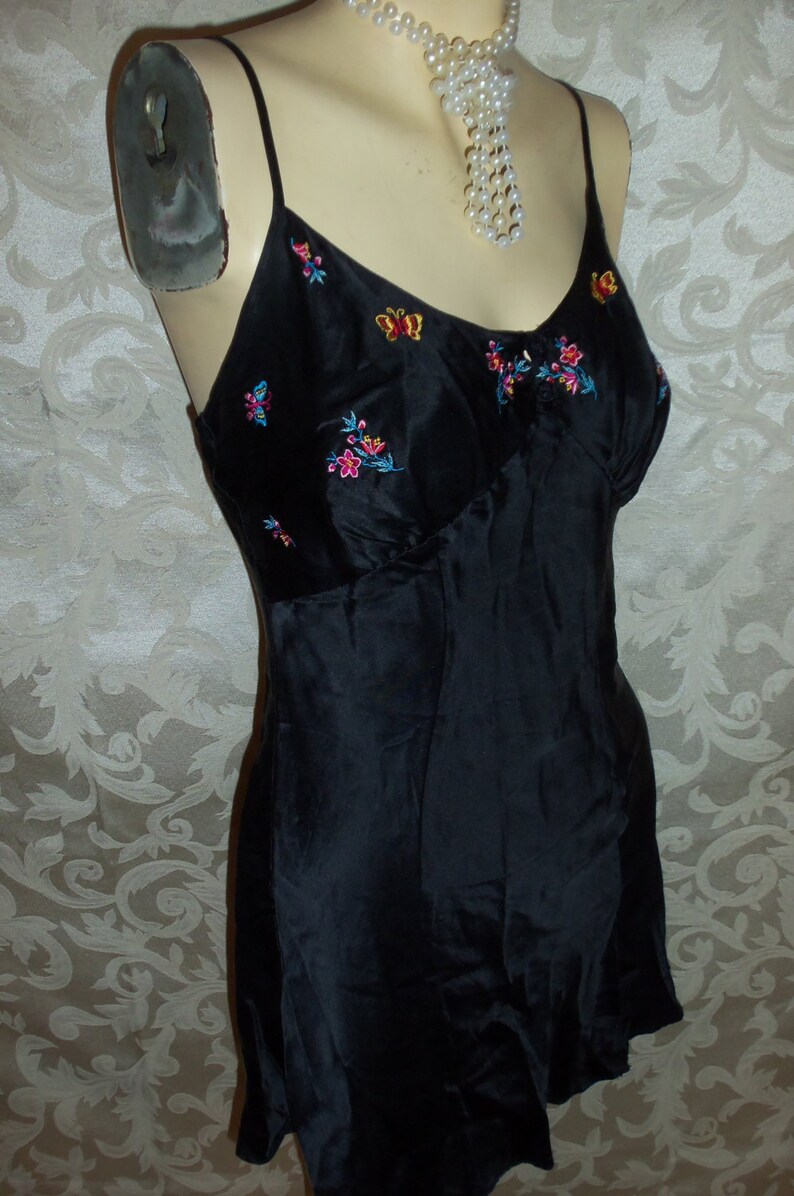 Vintage Victorias Secret Silk Black Nightgown Camisole Chemise | Etsy
