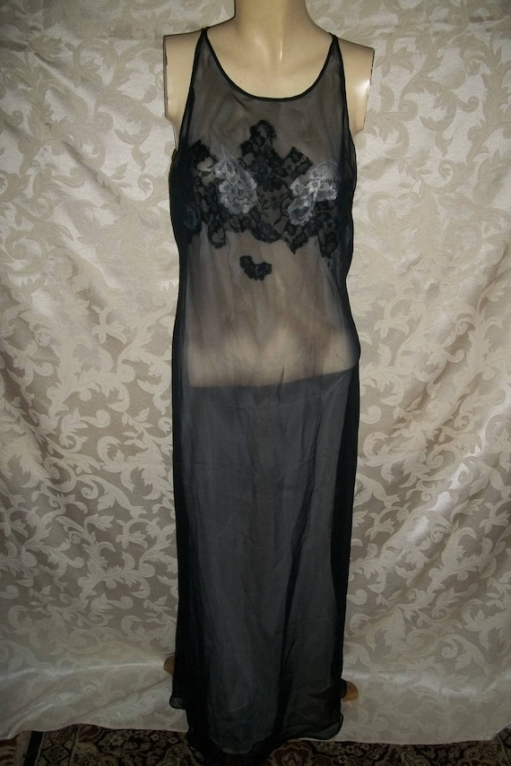 Vintage Victorias Secret Black Chiffon Nightgown