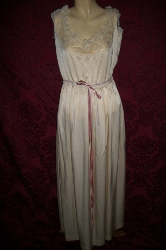 Antique Vintage Long Silk and Lace Nighgown