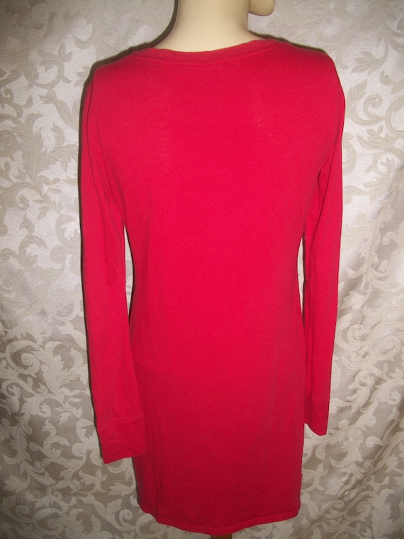 Vintage Victorias Secret Red Cotton Long Sleep Sh… - image 3