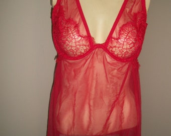 Victorias Secret Red Babydoll Sexy Nighty 38D