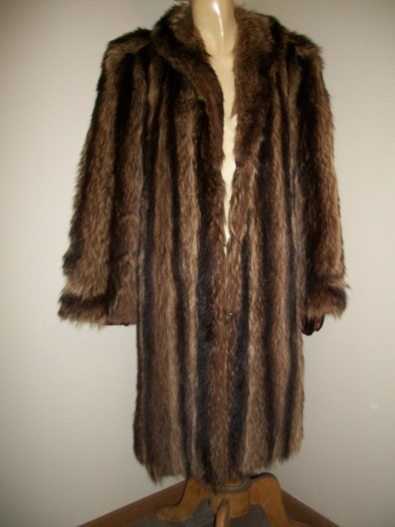 vintage antique 1940s real racoon fur coat, by He… - image 1