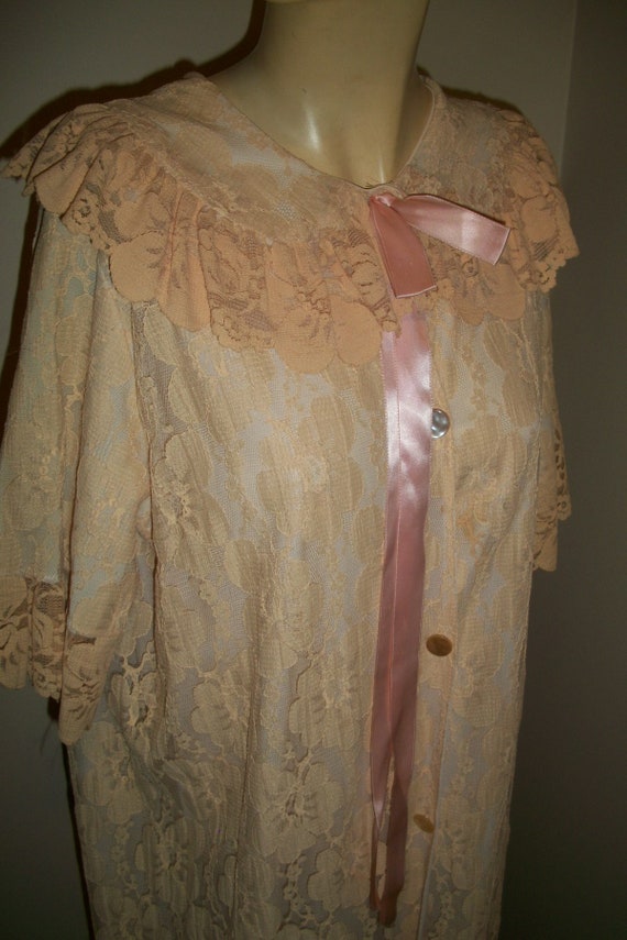 Antique Lingerie Lace Robe - image 7