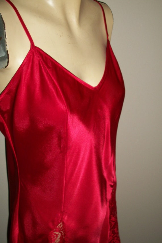 vintage victorias secret red camisole babydoll nighty Gem
