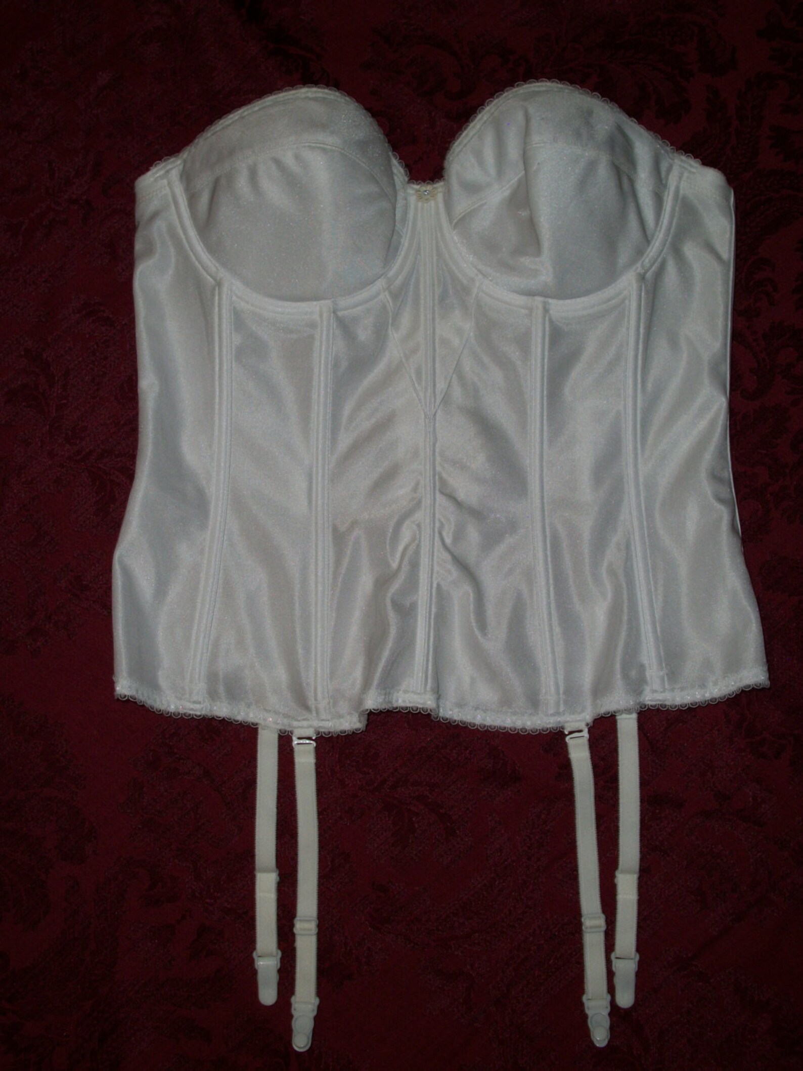 Vintage White Strapless Bustier Corset with Garter Belts 38C Etsy