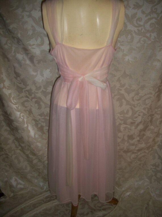 Vintage 50s Pale Pink Lace and Chiffon Nightgown … - image 5