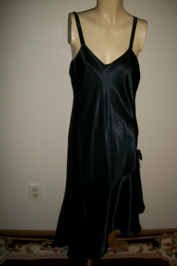Vintage Black Flapper Style Nightgown Dress - image 1