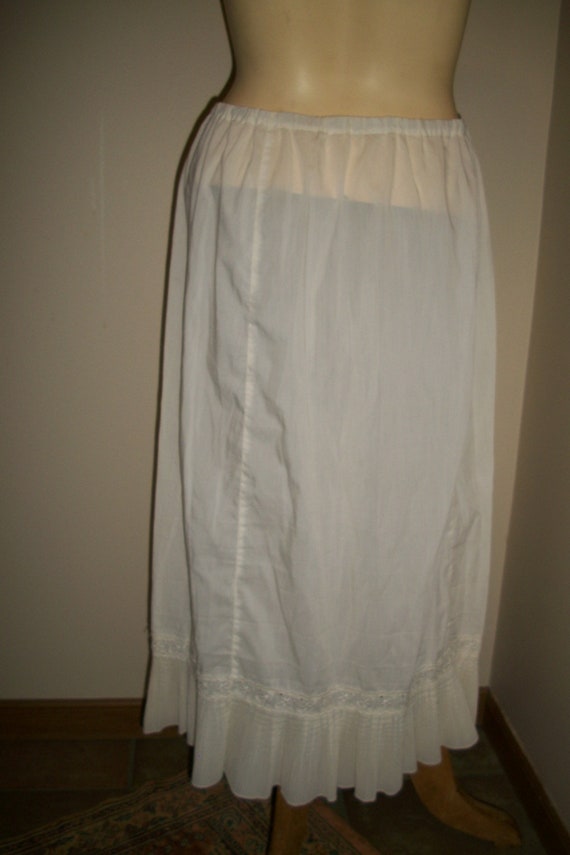 Vintage White Cotton Linen Half Slip - image 2