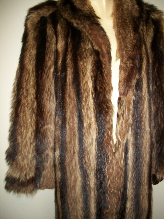 vintage antique 1940s real racoon fur coat, by He… - image 4