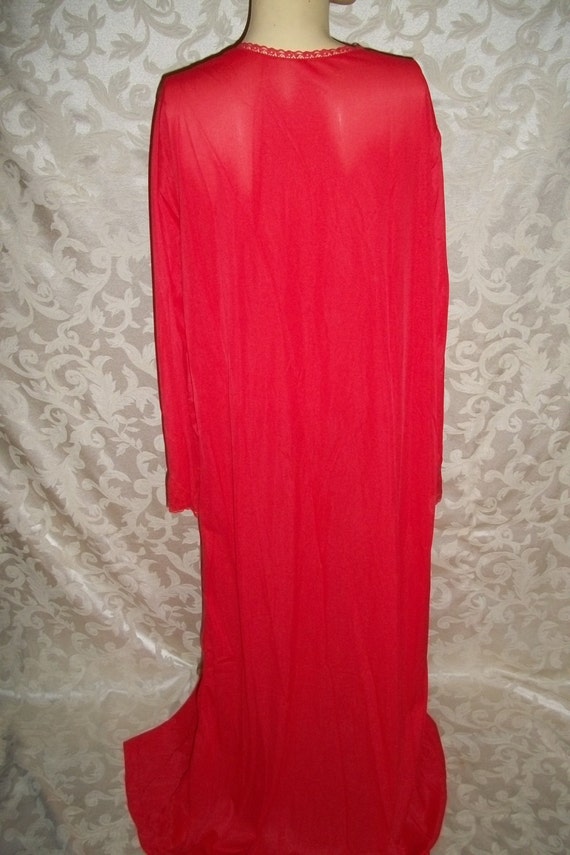 60s Red Nylon Long Robe - image 3