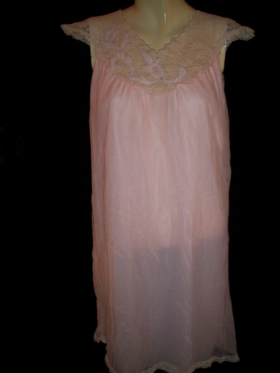 Vintage 60s Pink  Nylon Gown By Avian - image 2