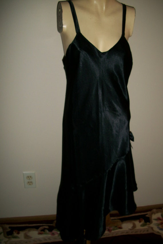 Vintage Black Flapper Style Nightgown Dress - image 2