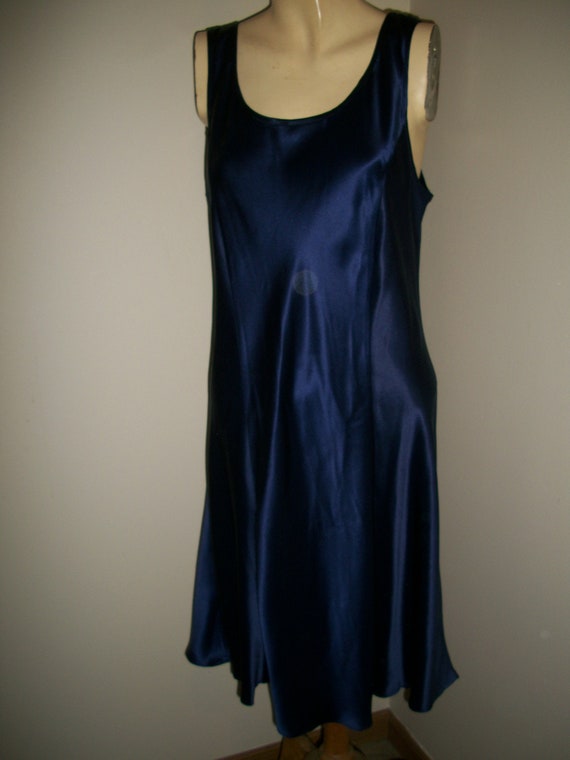 Victorias Secret Navy Blue Silk Nightgown Slip Dress - Gem