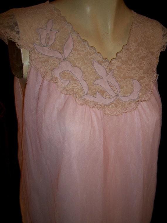 Vintage 60s Pink  Nylon Gown By Avian