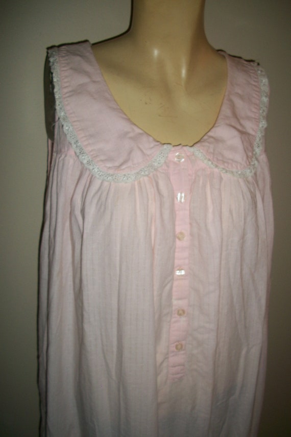 Victorian Style Pale Pink Long Cotton Nightgown - image 2