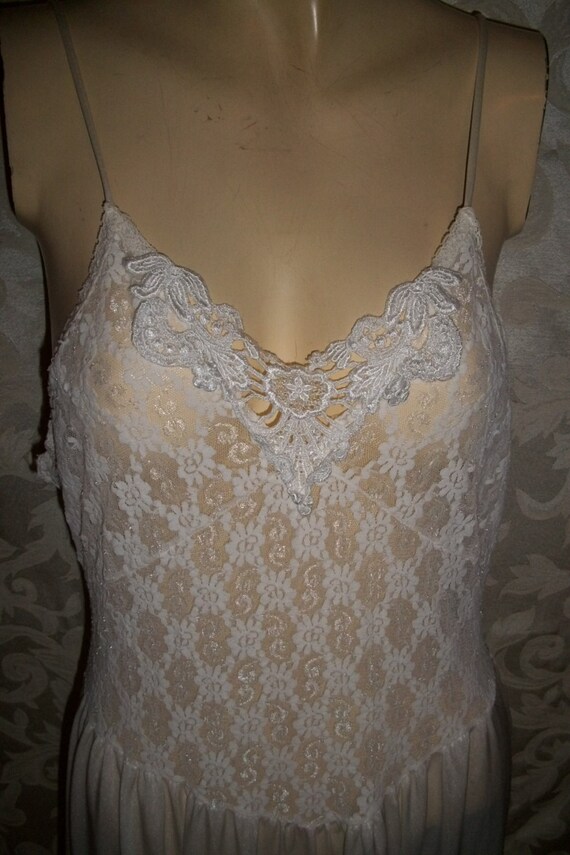 Vintage 70s Nylon and Lace Nightgown by Frederick… - image 2