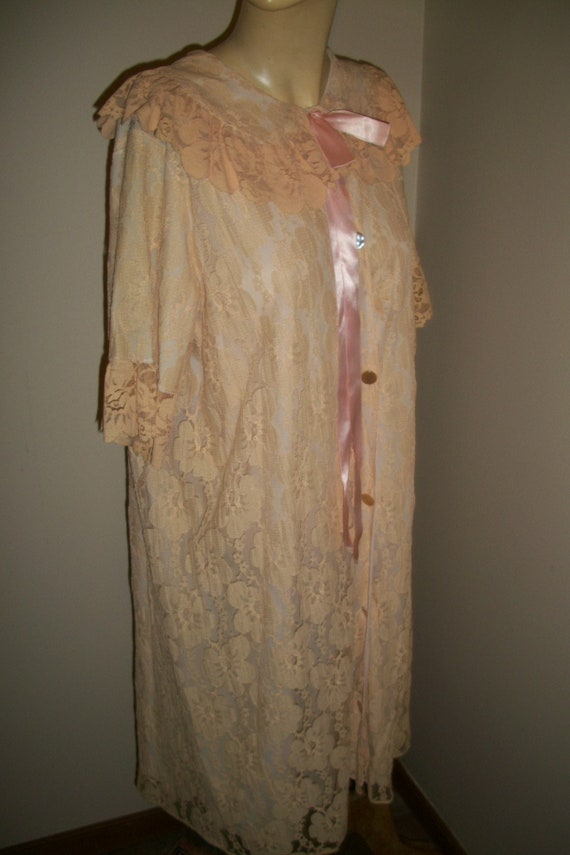 Antique Lingerie Lace Robe - image 8