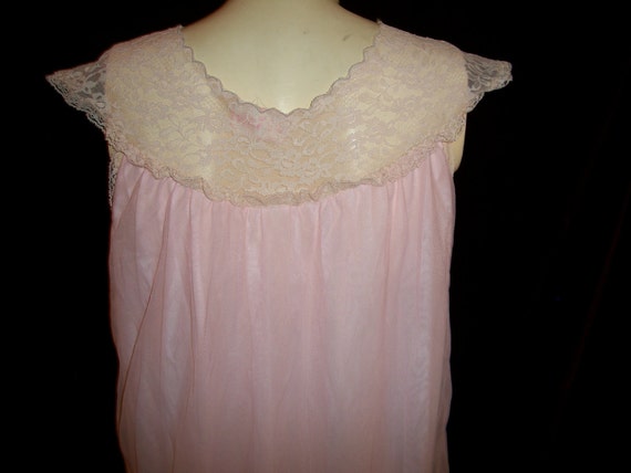 Vintage 60s Pink  Nylon Gown By Avian - image 4