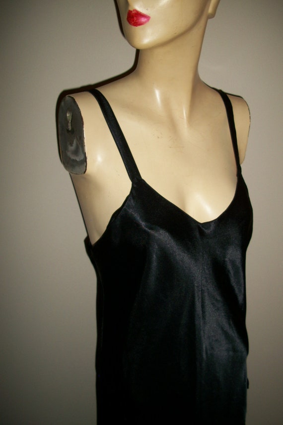 Vintage Black Flapper Style Nightgown Dress - image 7