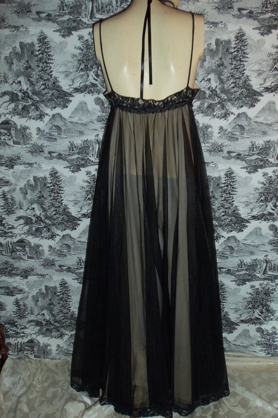 Vintage 40s   Black  Nylon Chiffon and Lace Night… - image 4