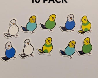 Tiny Budgie Stickers - 10 Pack - Parakeet Bird Lover Gift