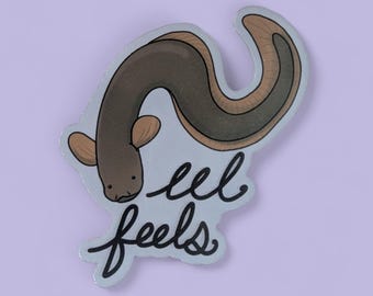 Eel Feels Sticker: Freshwater Animals, Hand-Drawn Design